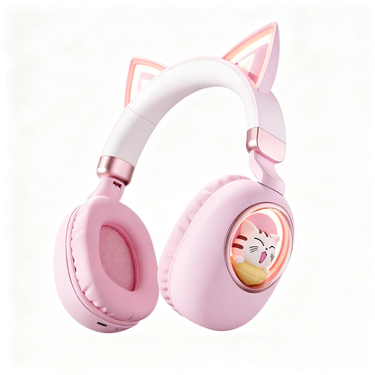🎧 Wireless Headphones | Soft ABS Design | Gaming & Daily Use | Kids & Teens Gift | Cute LED Cat Ear Style