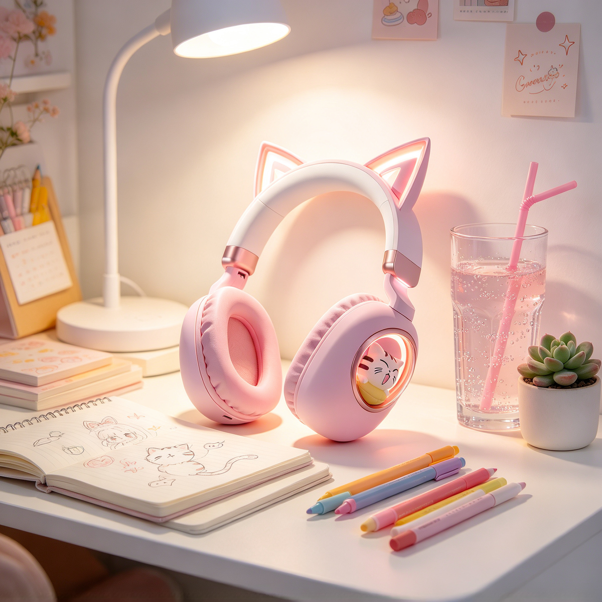 🎧 Wireless Headphones | Soft ABS Design | Gaming & Daily Use | Kids & Teens Gift | Cute LED Cat Ear Style