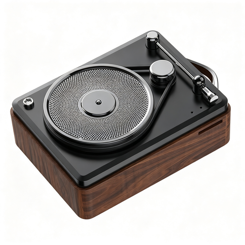🎵 Retro Bluetooth Speaker | Wood-Look Finish | Music Lovers | Vintage Turntable Charm