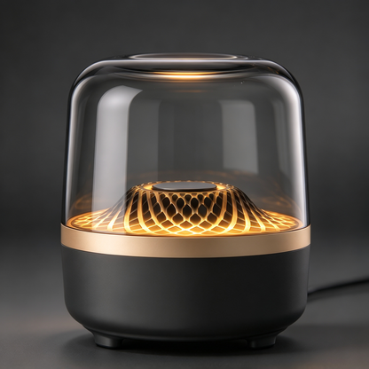 🔊 Bluetooth Speaker | Glass Dome | Home Gifts | Golden Ambient Glow