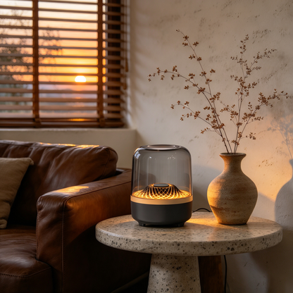 🔊 Bluetooth Speaker | Glass Dome | Home Gifts | Golden Ambient Glow