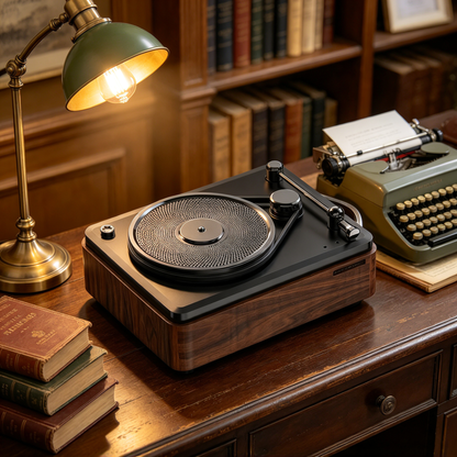 🎵 Retro Bluetooth Speaker | Wood-Look Finish | Music Lovers | Vintage Turntable Charm